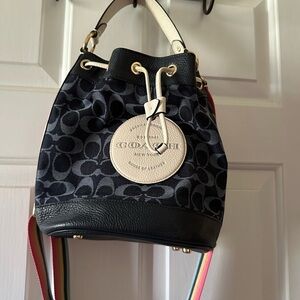 Coach Navy and Cream Shoulder Bag